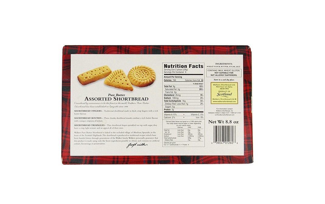 Walker's Pure Butter Assorted Shortbread    Box  250 grams